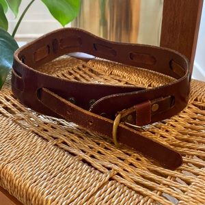Dark Brown Saddle-Leather Waist Belt - Size 25-26